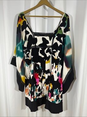 Vintage Y2K Diane von Furstenberg Silk Abstract Print Tunic Top or Mini Dress